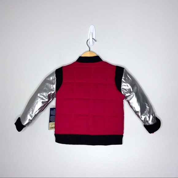 True Religion Bomber Jacket Girls Size 3T Raspberry & Metallic Silver NWT * - Picture 5 of 5